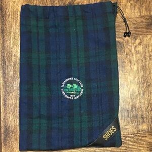 Tartan Drawstring Shoe Bag with Embroidered Golf Club Logo